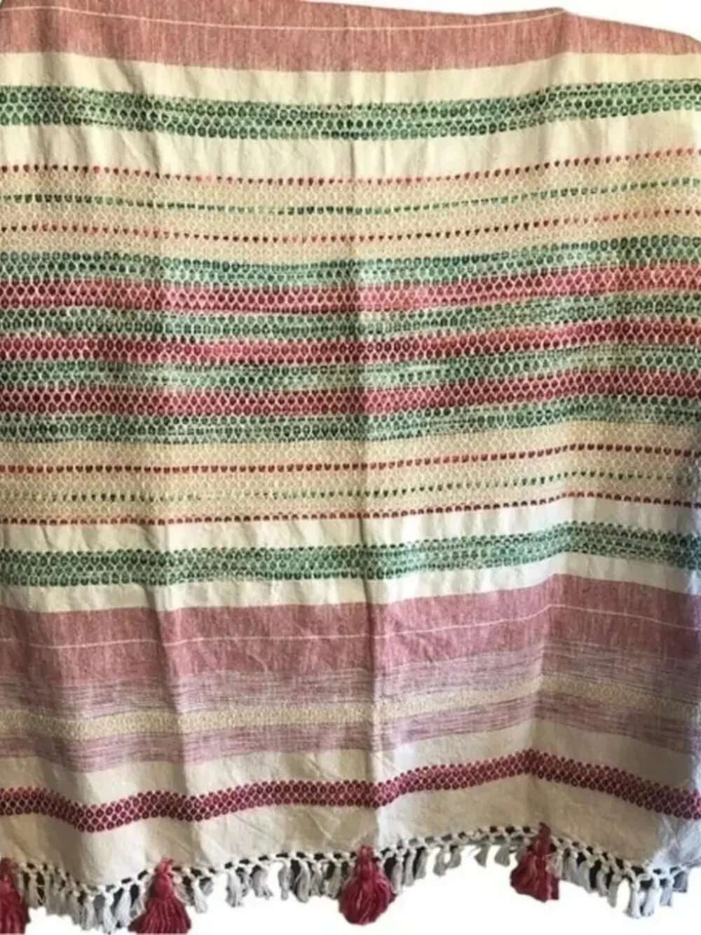 Cherished Traditions tasseled ivory throw
